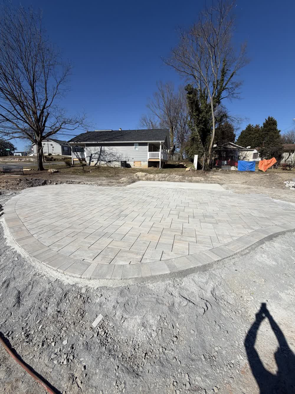 New paver patio installation