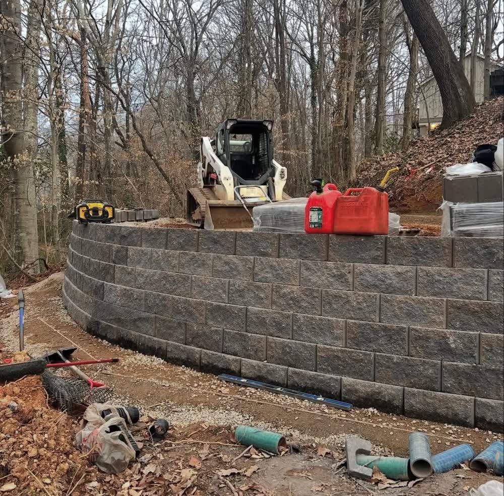 Retaining wall under construction